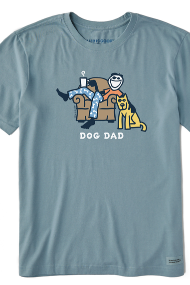 Life is Good Men's Dog Dad Jake & Rocket Lounge Crusher Short Sleeve T-Shirt in Smoky Blue