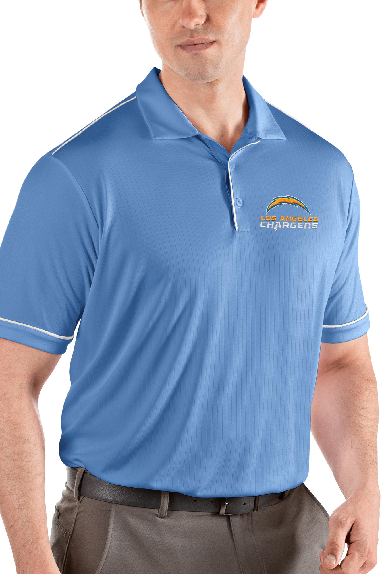 Men's Antigua Powder Blue/White Los Angeles Chargers Salute Polo