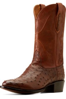 Men's Bench Made James Western Boots in Bourbon Full Quill Ostrich Leather, Size: 10.5 EE / Wide by Ariat