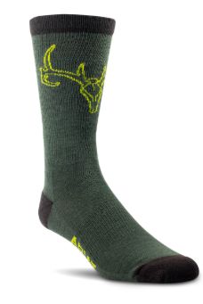European Mount Mid Calf Everyday Performance Wool Socks in Olive, Size: Medium Regular by Ariat