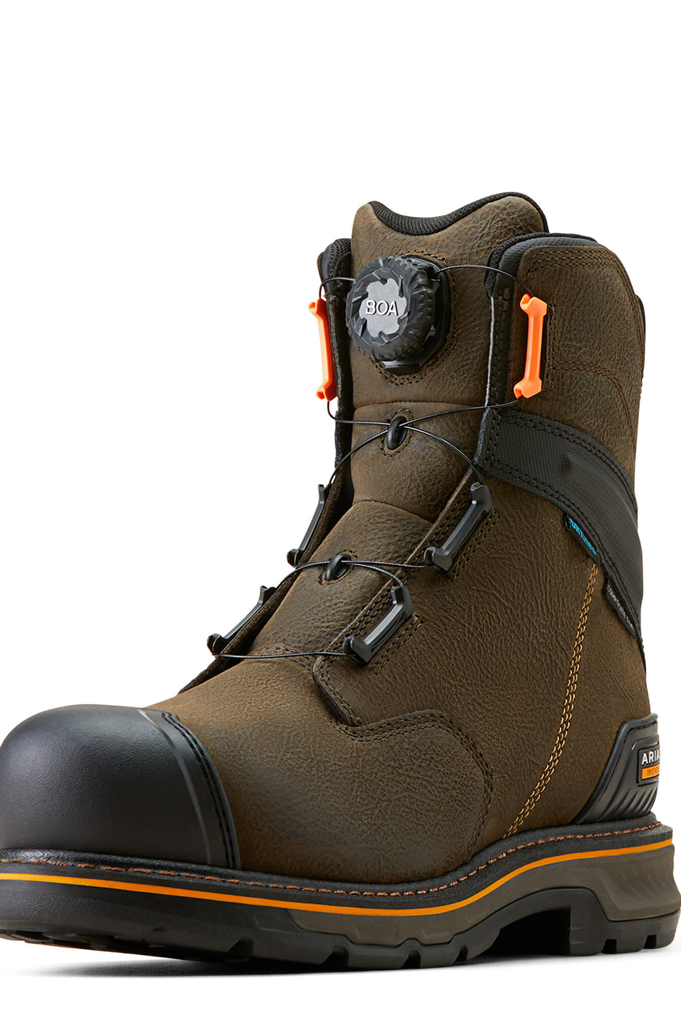 Men's Stump Jumper 8" BOA Waterproof Composite Toe Work Boots in Iron Coffee, Size: 9 EE / Wide by Ariat