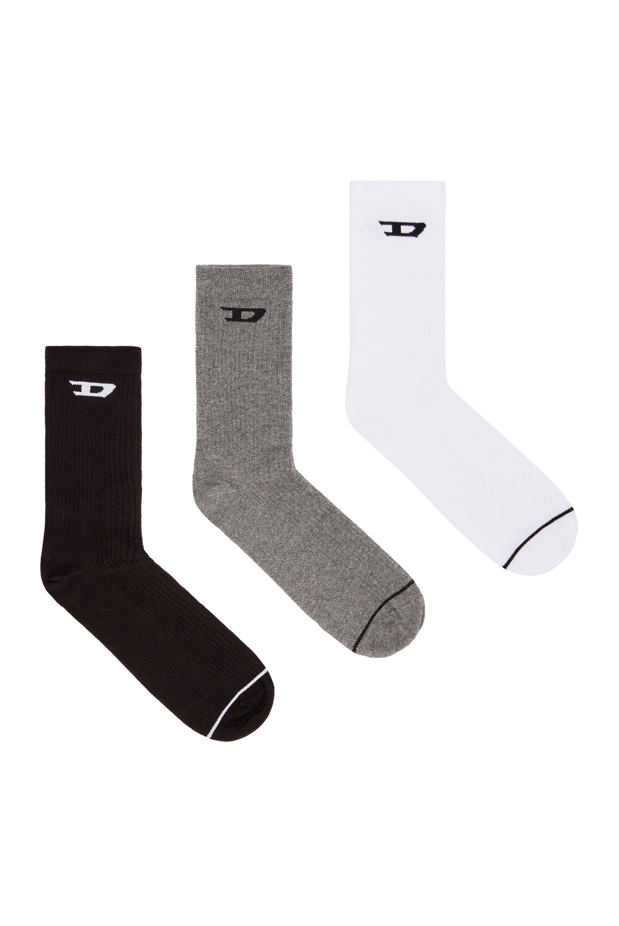 Diesel - 3-pack of ribbed socks with D logo - Socks - Man - Multicolor